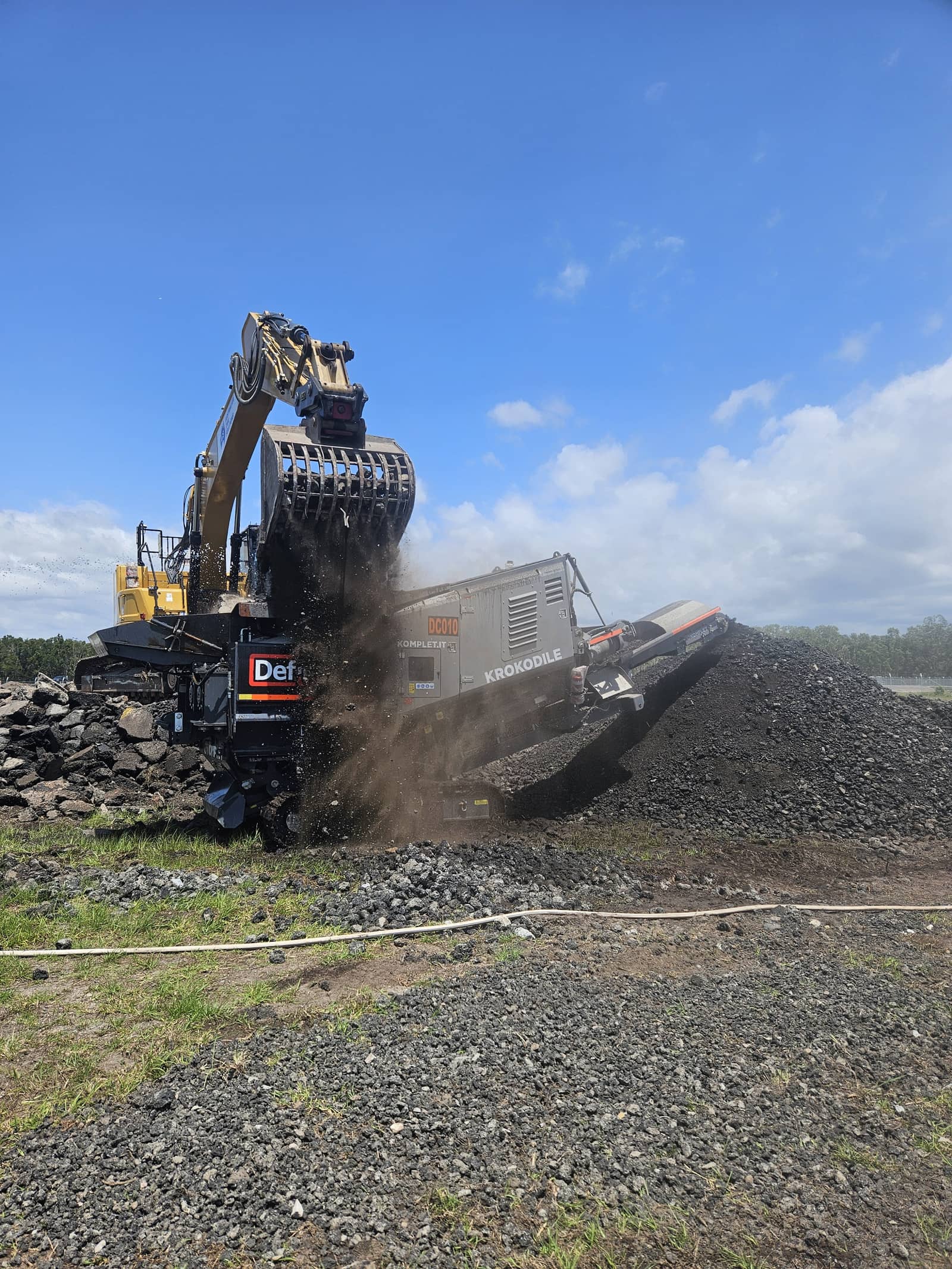 Concrete crushing and material recycling on a Sydney construction site